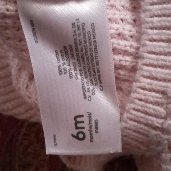 Carter's 6 months Waffle Knit Pink Cardigan Sweater, Hooded with Bear Ears - Picture 11 of 11
